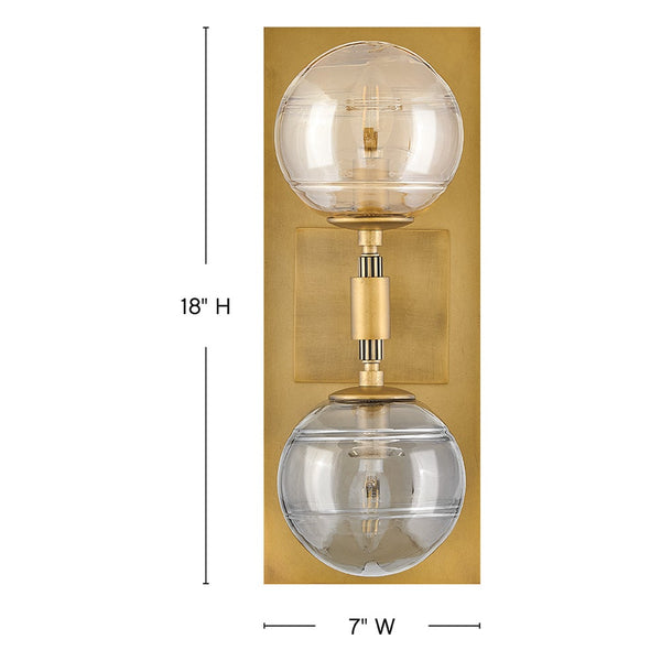 Oberon 7" Two Lights Medium Sconce, Heritage Brass