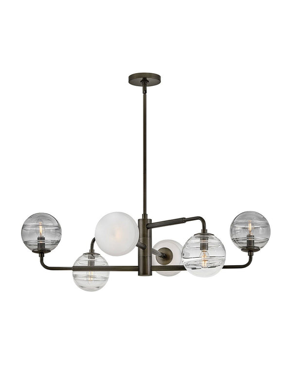 Oberon 36" Six Lights Large Adjustable Single Tier Chandelier, Black Oxide