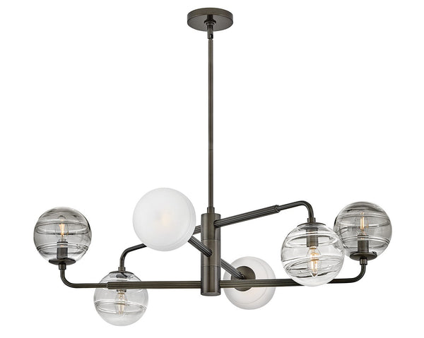 Oberon 36" Six Lights Large Adjustable Single Tier Chandelier, Black Oxide