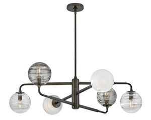 Oberon 36" Six Lights Large Adjustable Single Tier Chandelier, Black Oxide