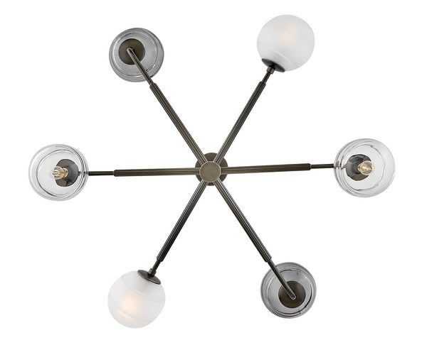 Oberon 36" Six Lights Large Adjustable Single Tier Chandelier, Black Oxide