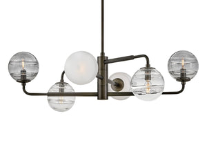 Oberon 36" Six Lights Large Adjustable Single Tier Chandelier, Black Oxide