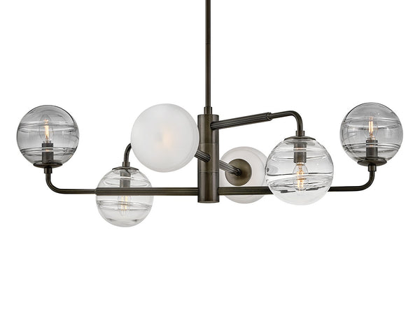 Oberon 36" Six Lights Large Adjustable Single Tier Chandelier, Black Oxide