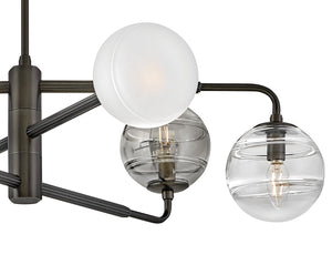 Oberon 36" Six Lights Large Adjustable Single Tier Chandelier, Black Oxide