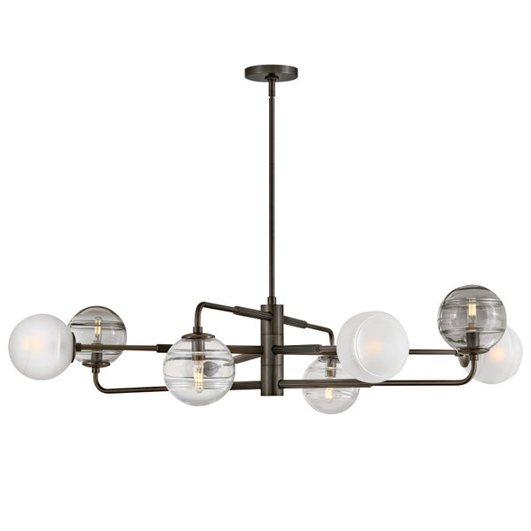 Oberon 48" Eight Lights Large Adjustable Single Tier Chandelier, Black Oxide