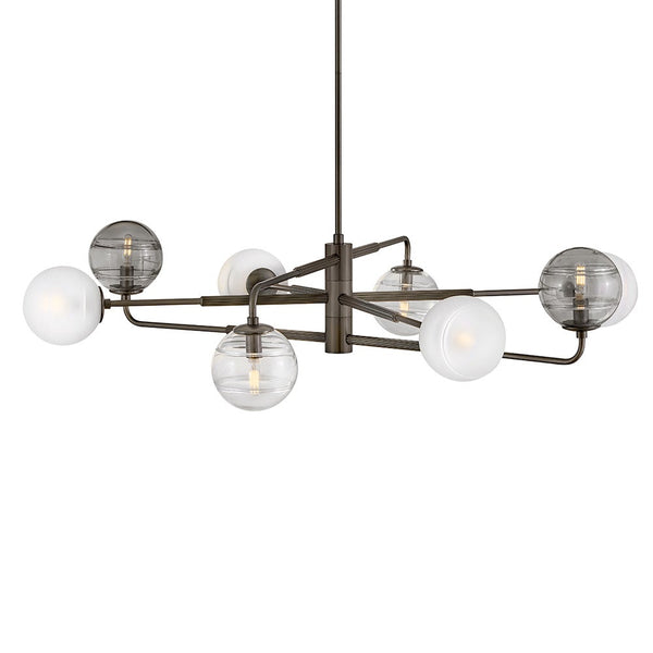Oberon 48" Eight Lights Large Adjustable Single Tier Chandelier, Black Oxide
