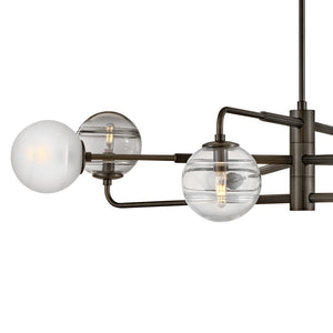 Oberon 48" Eight Lights Large Adjustable Single Tier Chandelier, Black Oxide