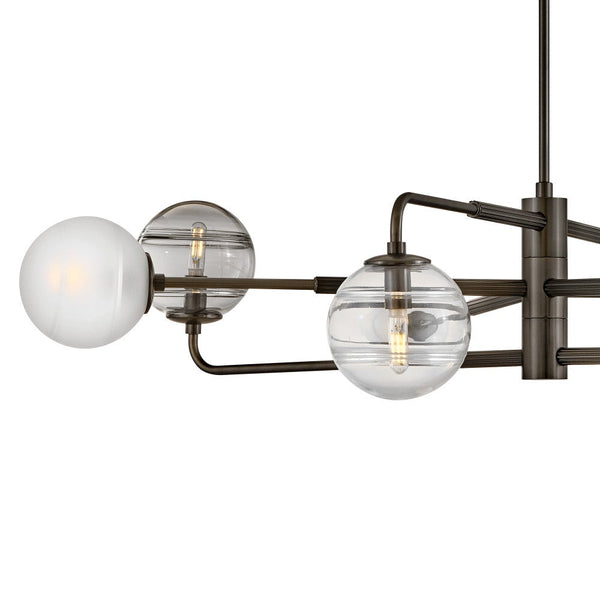 Oberon 48" Eight Lights Large Adjustable Single Tier Chandelier, Black Oxide