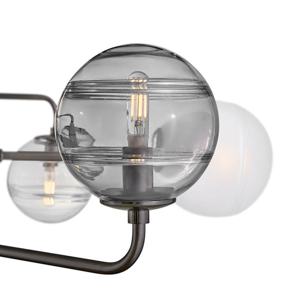 Oberon 48" Eight Lights Large Adjustable Single Tier Chandelier, Black Oxide