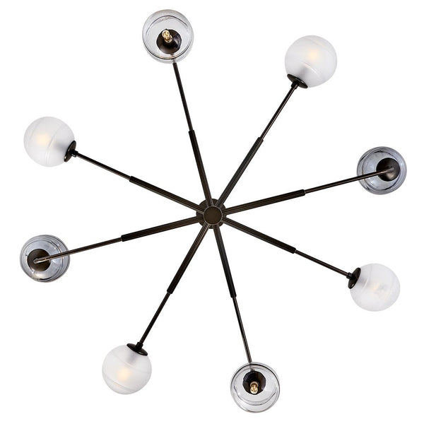 Oberon 48" Eight Lights Large Adjustable Single Tier Chandelier, Black Oxide