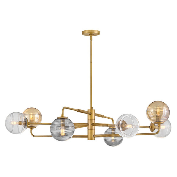 Oberon 48" Eight Lights Large Adjustable Single Tier Chandelier, Heritage Brass