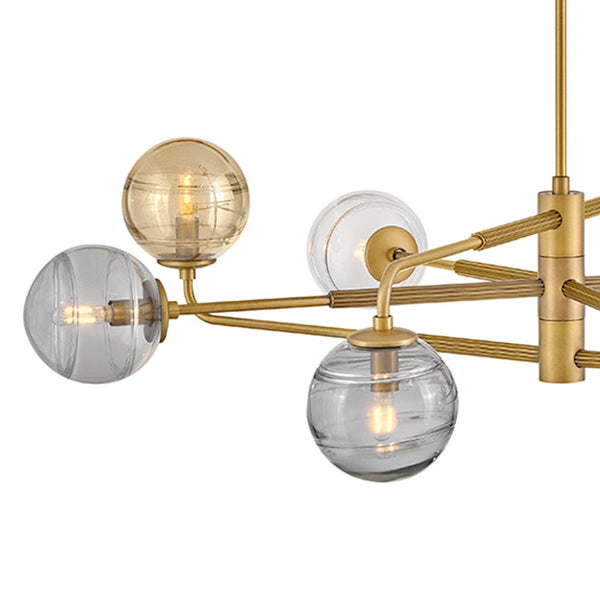 Oberon 48" Eight Lights Large Adjustable Single Tier Chandelier, Heritage Brass