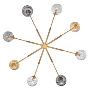 Oberon 48" Eight Lights Large Adjustable Single Tier Chandelier, Heritage Brass