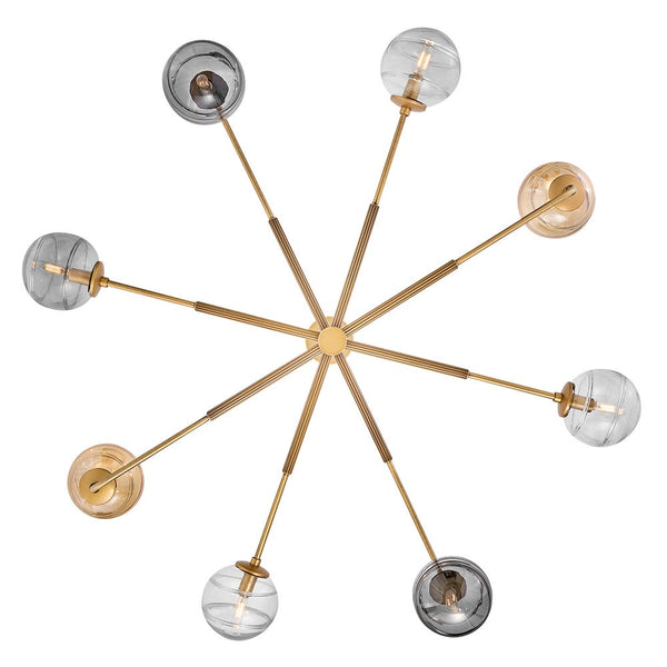 Oberon 48" Eight Lights Large Adjustable Single Tier Chandelier, Heritage Brass
