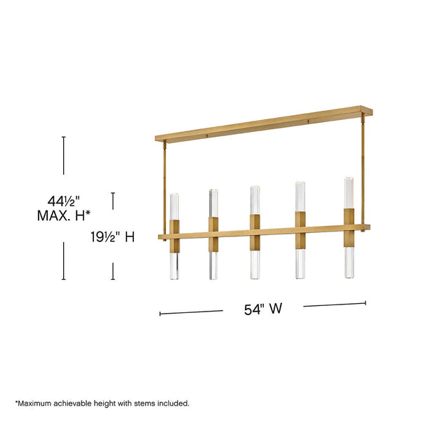 Cecily 54" Ten Lights Large LED Linear, Heritage Brass