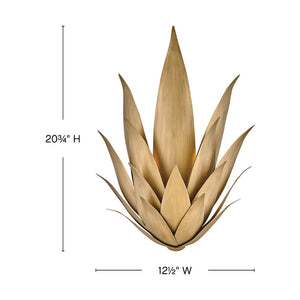 Agave 12" Two Lights Large Sconce, Burnished Gold