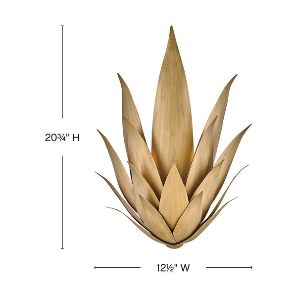 Agave 12" Two Lights Large Sconce, Burnished Gold