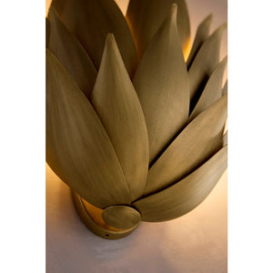 Agave 12" Two Lights Large Sconce, Burnished Gold