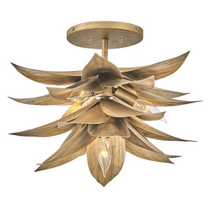 Agave 16" Four Lights Large Convertible Pendant, Burnished Gold