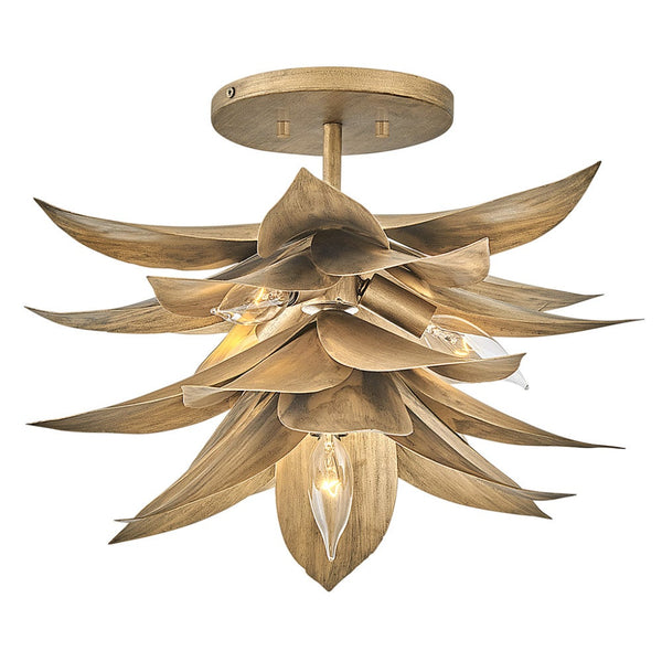 Agave 16" Four Lights Large Convertible Pendant, Burnished Gold