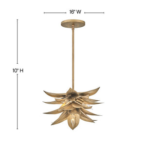 Agave 16" Four Lights Large Convertible Pendant, Burnished Gold