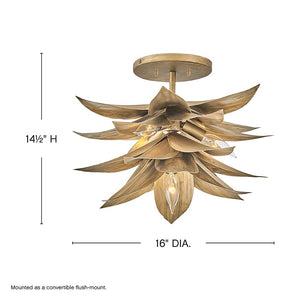 Agave 16" Four Lights Large Convertible Pendant, Burnished Gold