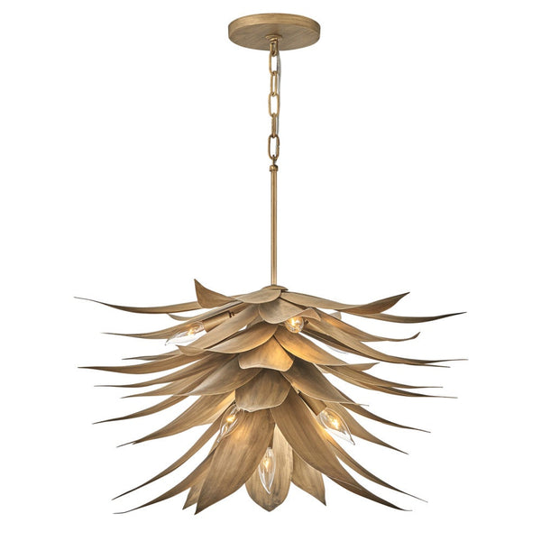 Agave 26" Seven Lights Medium Single Tier Chandelier, Burnished Gold