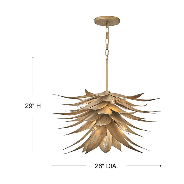 Agave 26" Seven Lights Medium Single Tier Chandelier, Burnished Gold