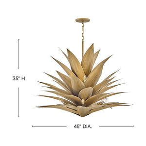 Agave 45" Twelve Lights Large Multi Tier, Burnished Gold