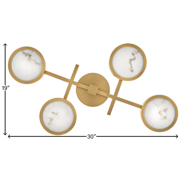 Cava 30" Large Flush Mount, Lacquered Brass