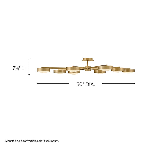 Cava 50" Large Convertible Semi-Flush Mount, Lacquered Brass