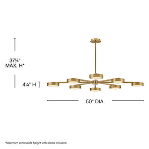 Cava 50" Large Convertible Semi-Flush Mount, Lacquered Brass