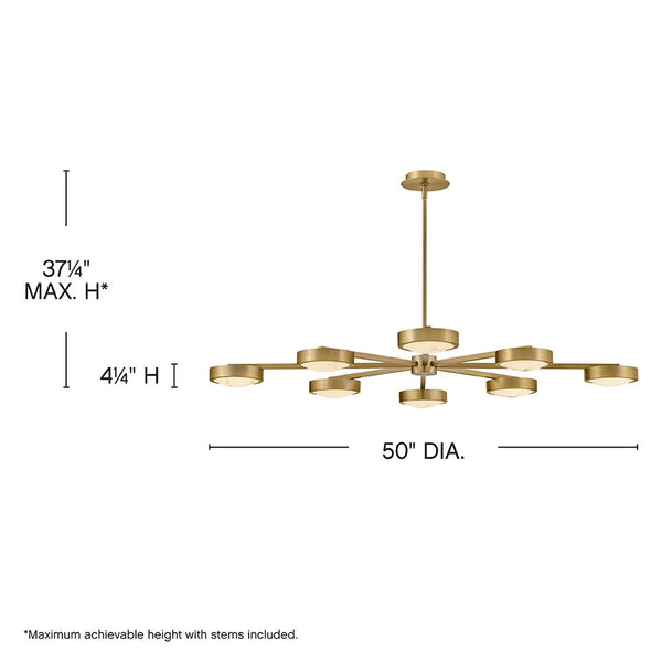 Cava 50" Large Convertible Semi-Flush Mount, Lacquered Brass