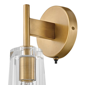 Cosette 5" One Light Large Sconce, Heritage Brass / Clear Crystal