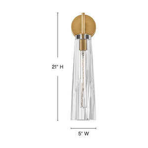 Cosette 5" One Light Large Sconce, Heritage Brass / Clear Crystal