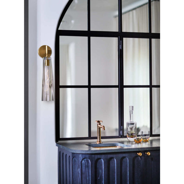 Cosette 5" Large Single Light Sconce, Heritage Brass / Clear Crystal