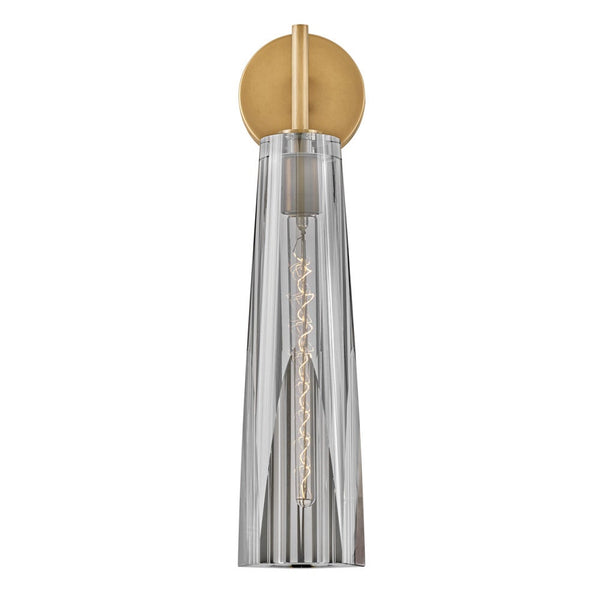Cosette 5" Large Single Light Sconce, Heritage Brass / Smoke Crystal