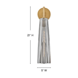 Cosette 5" One Light Large Sconce, Heritage Brass / Smoke Crystal