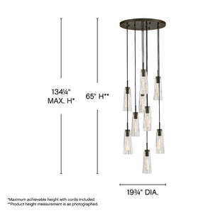 Cosette 20" Nine Lights Large Adjustable Pendant, Black Oxide