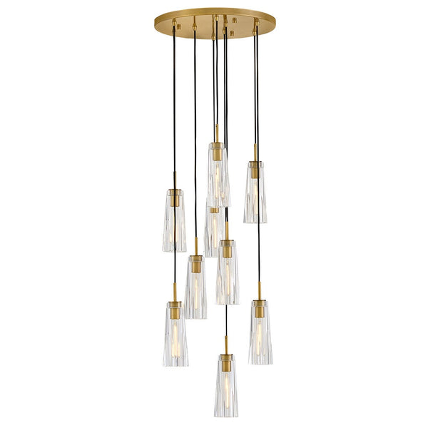 Cosette 20" Nine Lights Large Adjustable Pendant, Heritage Brass