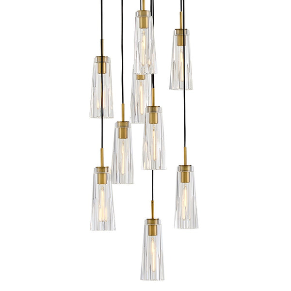 Cosette 20" Nine Lights Large Adjustable Pendant, Heritage Brass