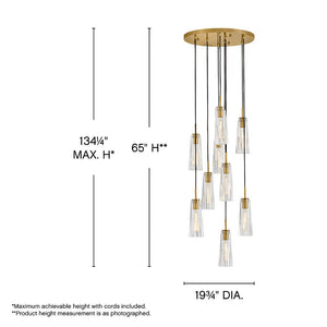 Cosette 20" Nine Lights Large Adjustable Pendant, Heritage Brass
