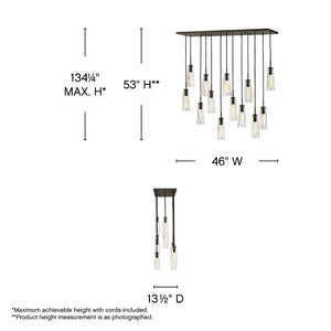 Cosette 46" Thirteen Lights Medium Linear, Black Oxide
