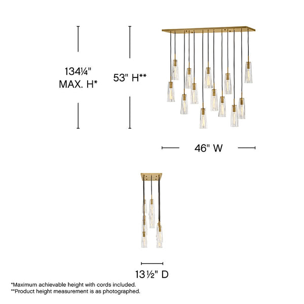 Cosette 46" Thirteen Lights Medium Linear, Heritage Brass