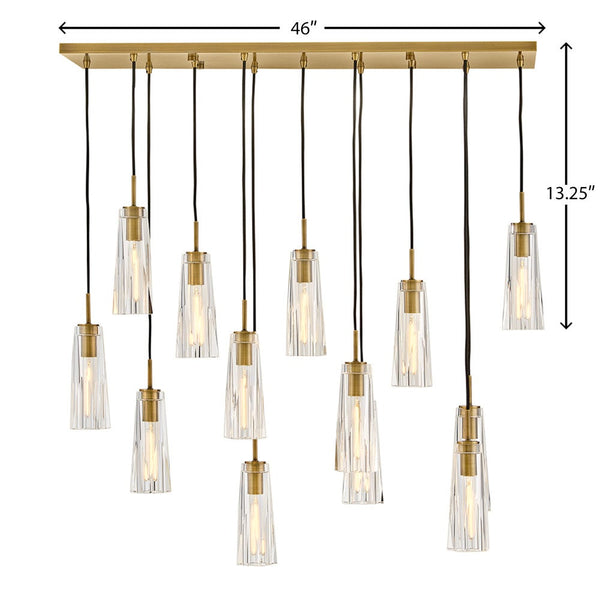 Cosette 46" Thirteen Lights Medium Linear, Heritage Brass