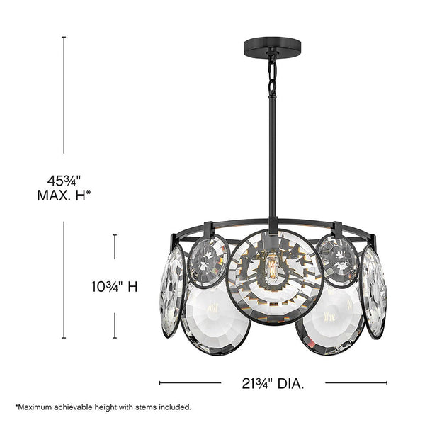 Nala 22" Five Lights Small Convertible Chandelier, Black