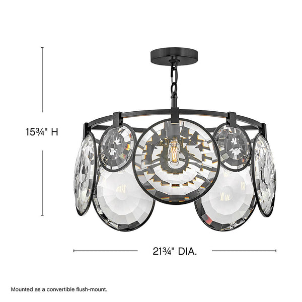 Nala 22" Five Lights Small Convertible Chandelier, Black
