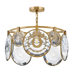 Nala 22" Five Lights Small Convertible Chandelier, Heritage Brass