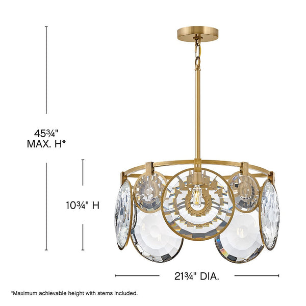 Nala 22" Five Lights Small Convertible Chandelier, Heritage Brass