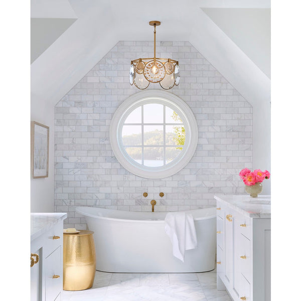 Nala 22" Five Lights Small Convertible Chandelier, Heritage Brass